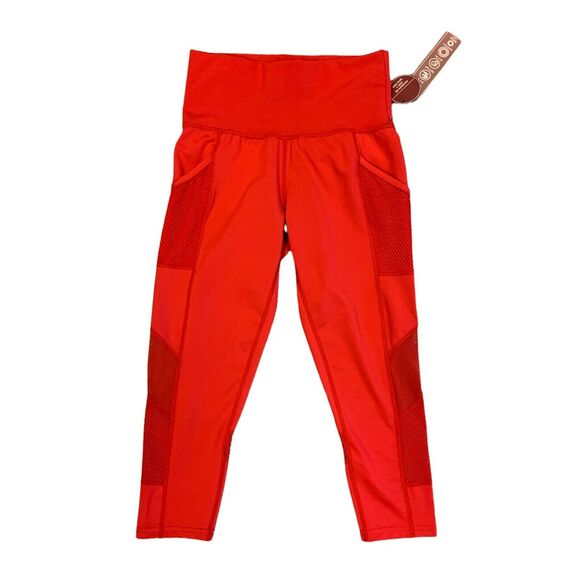 RAG Missy Leggings Womens S Small Lightweight Sweat Wick Red Flattech Capri - Picture 1 of 8